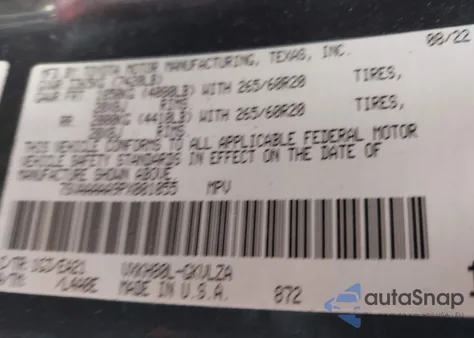 2023 Toyota Sequoia Limited z USA, uszkodzony, nr VIN 7SVAAAAA9PX001055